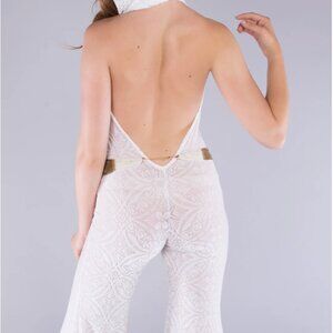 Warrior Within White Velvet Jumpsuit - NWOT